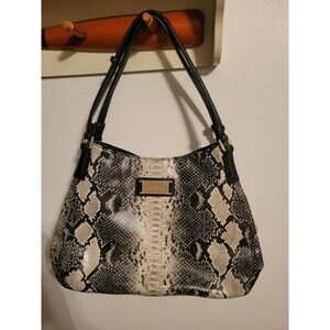 Calvin Klein Black and White Snakeskin Patterned Handbag